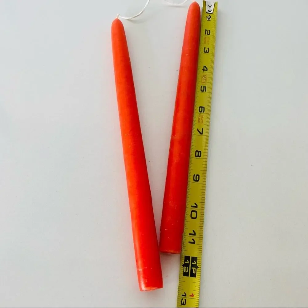 NEW ANTHROPOLOGIE Bright Red 11” Classic Paraffin Wax Taper Candle Sticks S/2